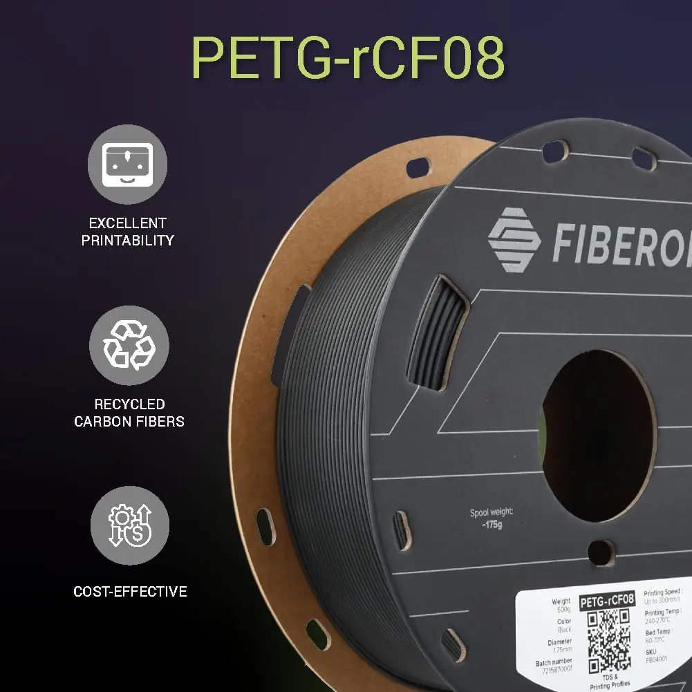 폴리메이커 파이버온 PETG-rCF08 1.75mm 탄소섬유 PETG 3D 프린팅 소모품 0.5KG