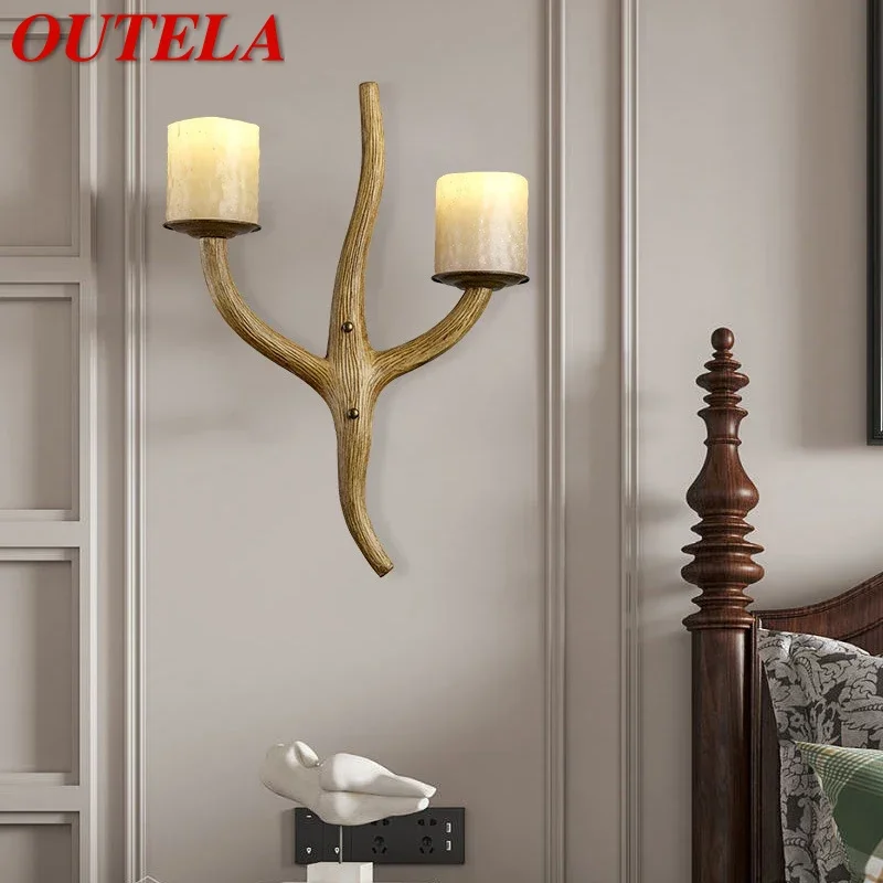 

OUTELA Nordic Wall Lamp American Retro LED Living Room Bedroom Creative Western Restaurants Cafes Decorative Homestay Wall Lamp