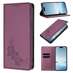 Lotus Flowers Leather Flip Case with Magnetic Closure and Card Slots - Moto G17 4G (A)