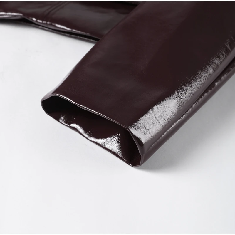 Sexy PU Leather Jacket Mini Skirts Set