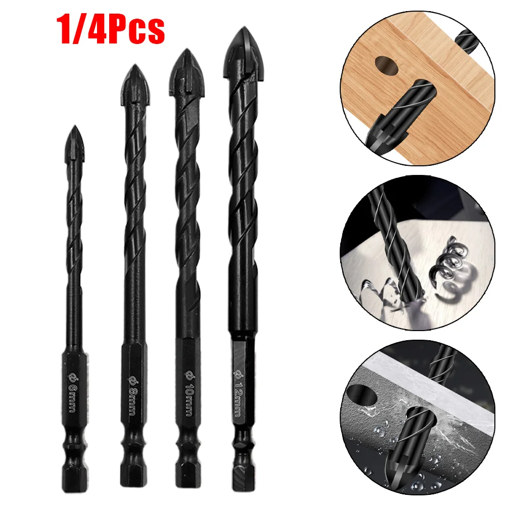 

1/4PCS 6-12mm Glass Tile Drill Bits Set Multifunctional Triangle Drill Bit Hole Opener For Ceramic Concrete Brick Wood Drilling