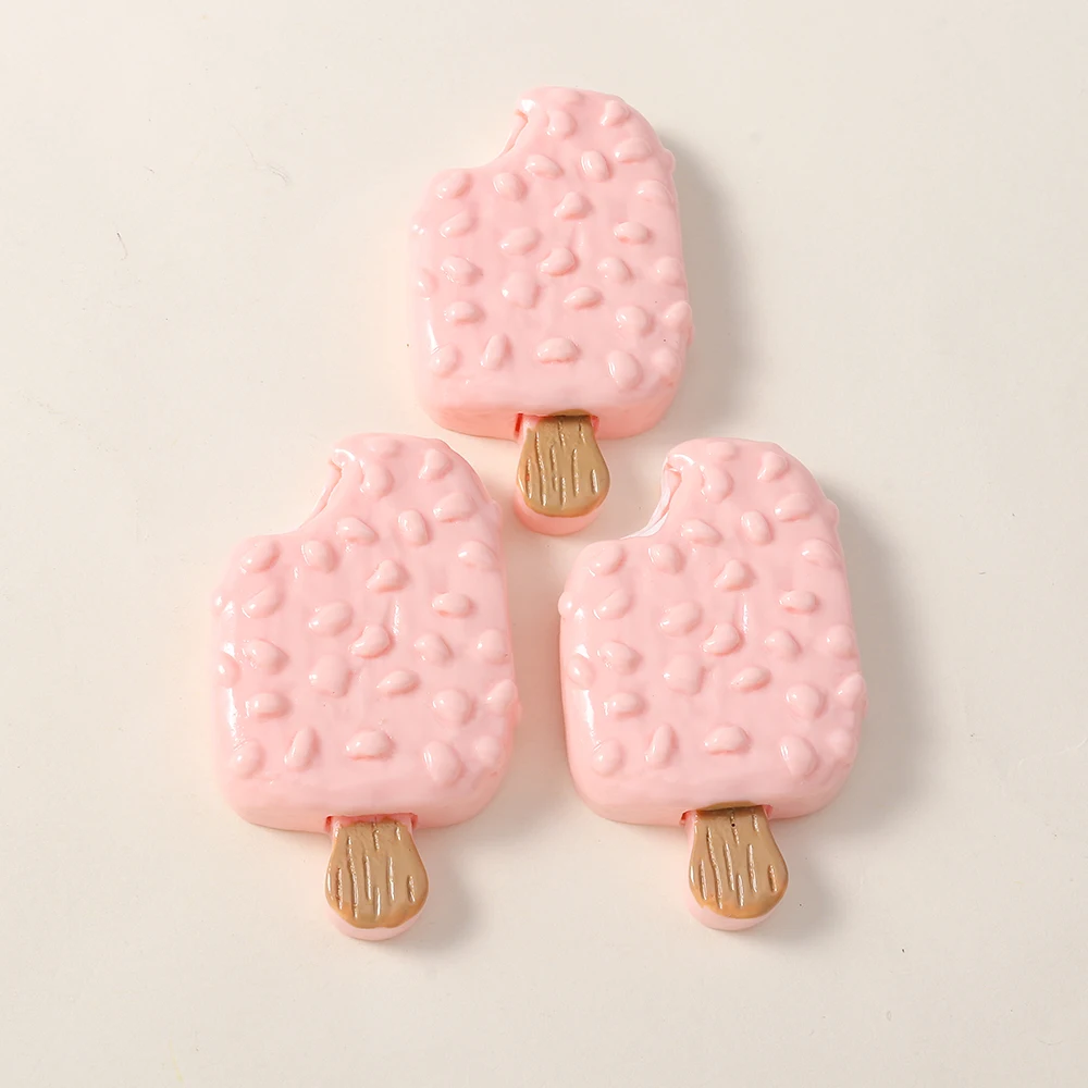 4pcs 귀여운 아이스 캔디 참 플랫 백 수지 딸기 초콜릿 아이스크림 펜던트 DIY 머리핀 열쇠 고리 쥬얼리 공예품