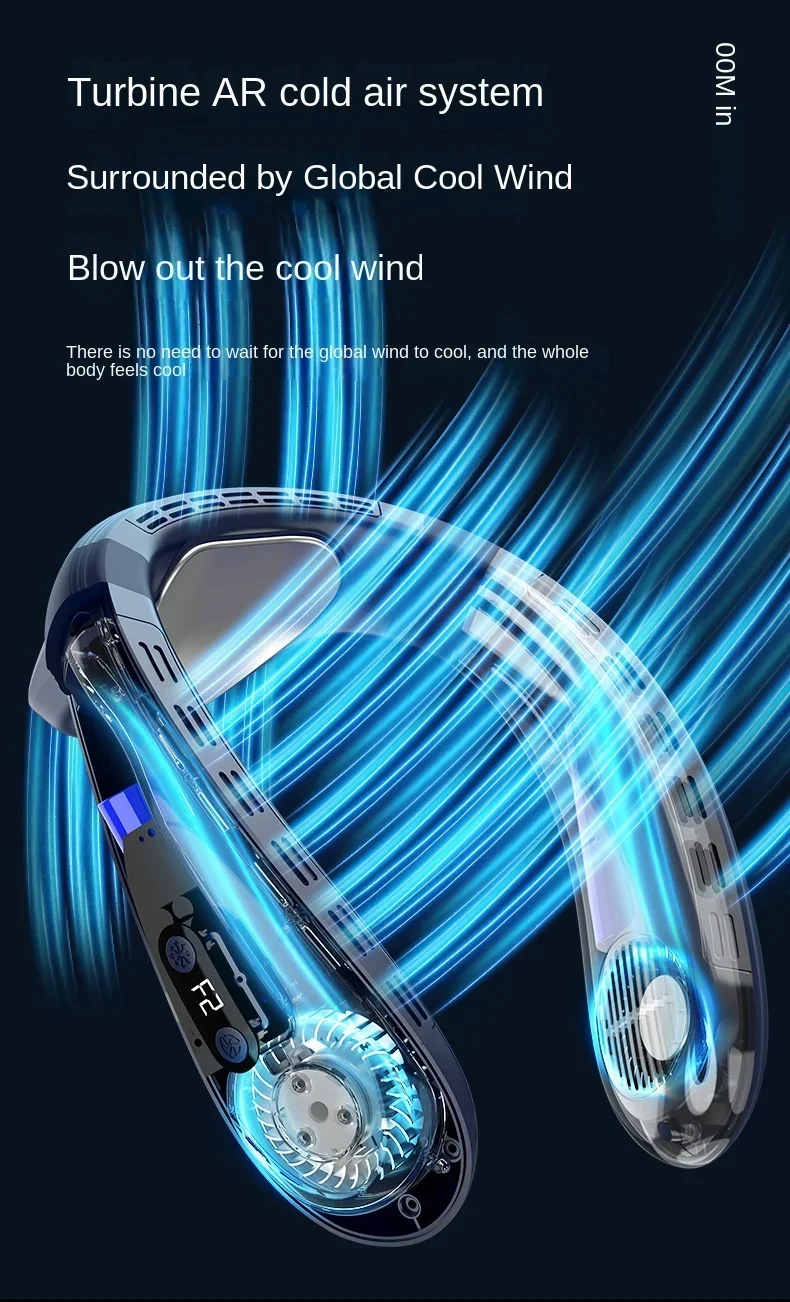 Description Picture 5 of item2024 New Neck Air Conditioner Portable Neck Fan Rechargeable Semiconductor Cooling Bladeless Fan Wearable Cooler multi purpose