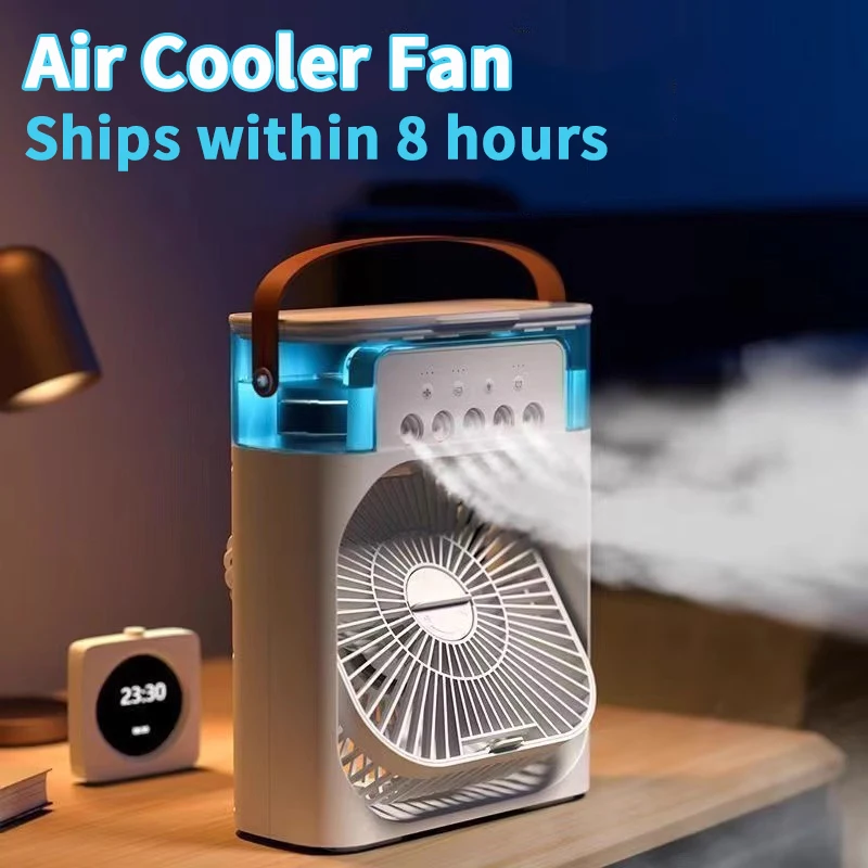 New 3 In 1 Portable Mini Air Cooler Fan Household Air Conditioner with LED Night Light & Humidifier for Home Office Office Home 2