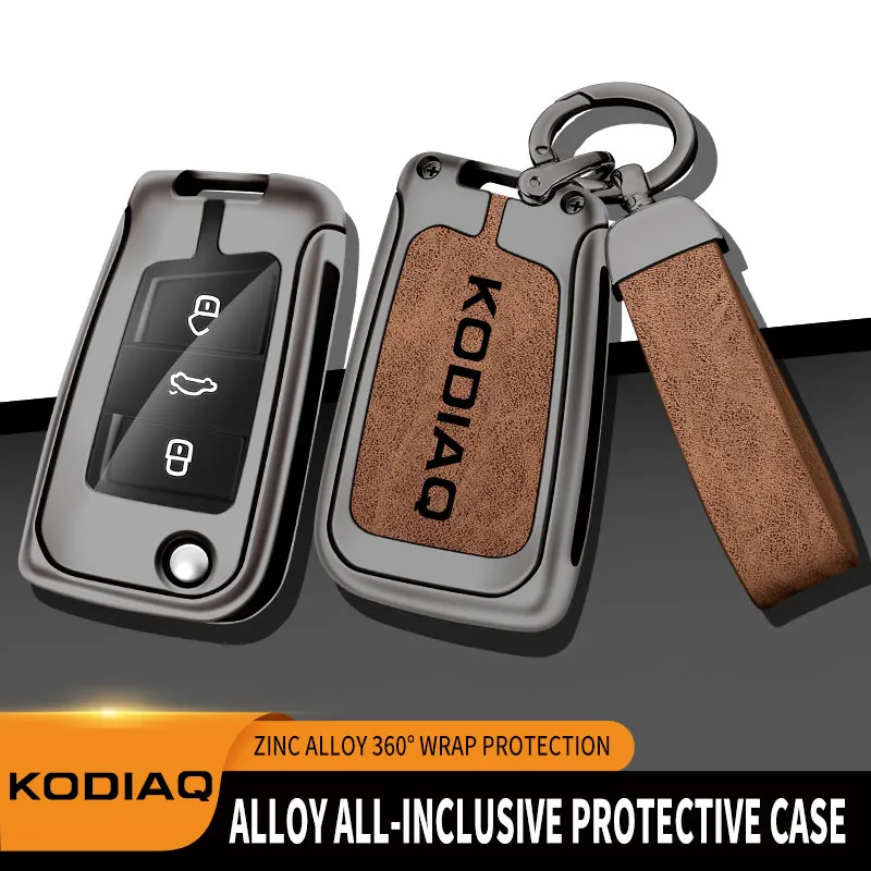 

Zinc Alloy Car Key Case For Skoda Kodiaq Remote Control Protector For Škoda KODIAQ Key Cover Keychain Accessories