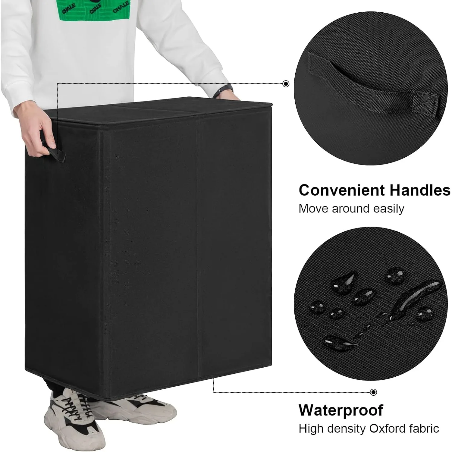 Clothing Sorting Basket WOWLIVE 154L Double Laundry Hamper with Lid and Removable Laundry Bags Large Dirty Clothes Hamper 2 section Collapsible