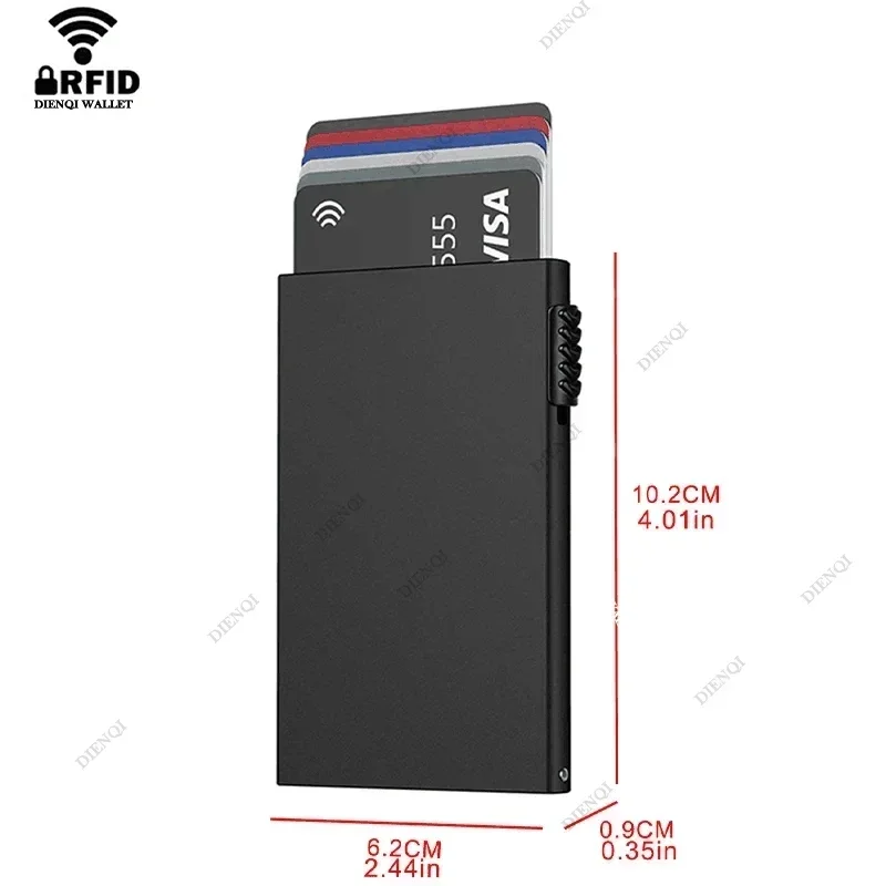 RFID 차단 명함 지갑 금속 슬림 팝업 남성 스마트 비즈니스 용품 신용 카드 케이스 미니멀리스트 남성용