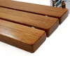 20" Teak Wood Foldable Shower Seat Bench Stainless Steel Frame Clear Coated Protection Medical Wall Mount 400 Lb Capacity 6