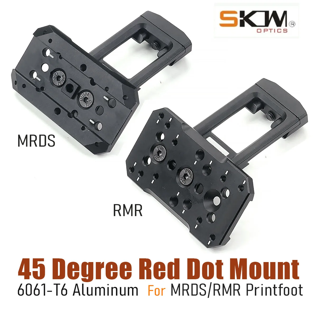 SKWoptics Tactical 45 Degree Red Dot Mount RMR MRDS PrintFoot 21mm Rail Picatinny