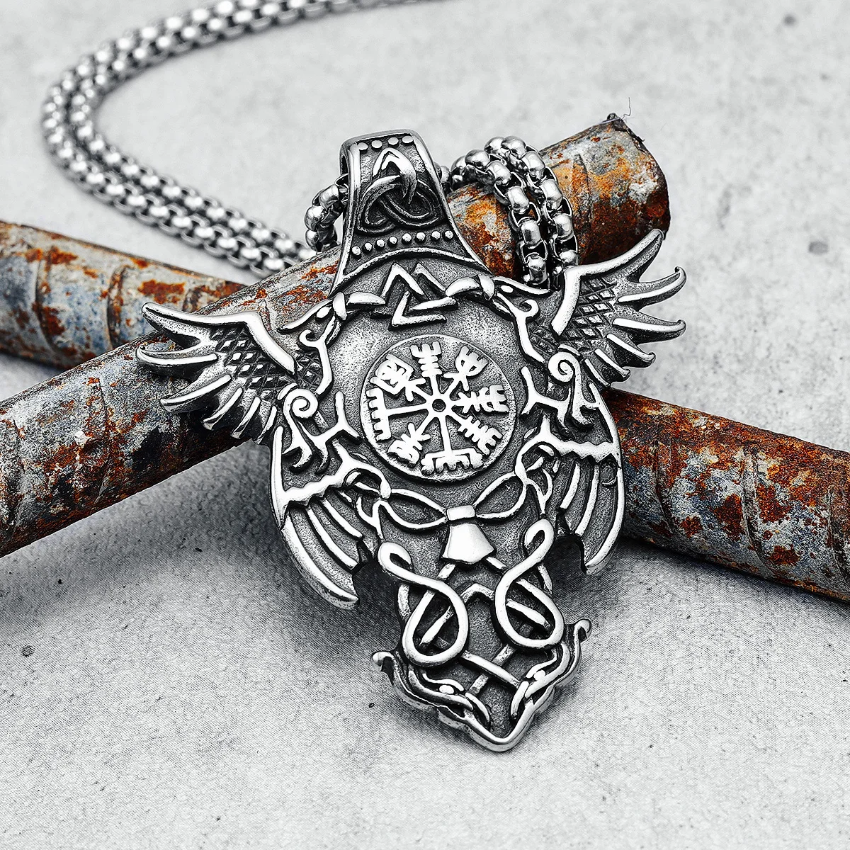 Viking Odin Mount Pendant Men Necklace 316L Stainless Steel Norse Mythology Chain Rock Punk For Boyfriend Male Jewelry Best Gift