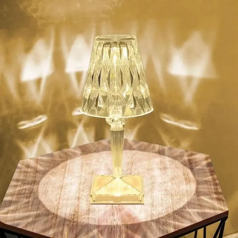

Creative Crystal Table Lamp Acrylic Wireless USB Charging Night Light Crystal Lighting Fixtures Gift LED Night Light Home Decor