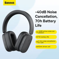Baseus H1 Hybrid 40dB ANC Wireless Headphones 4-mics ENC Earphone Bluetooth 5.2 40mm Driver HiFi Over the Ear Headsets 70H Time 1
