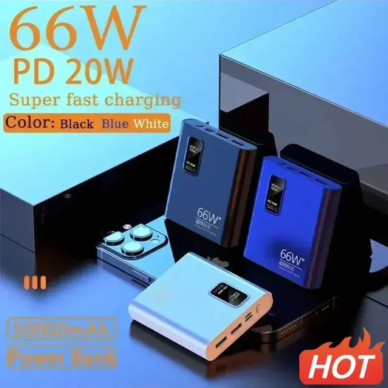 66W Power Bank 50000Mah Ricarica Super Veloce Power Bank Caricabatterie Portatile Display Digitale Batteria Esterna Per Iphone Xiaomi