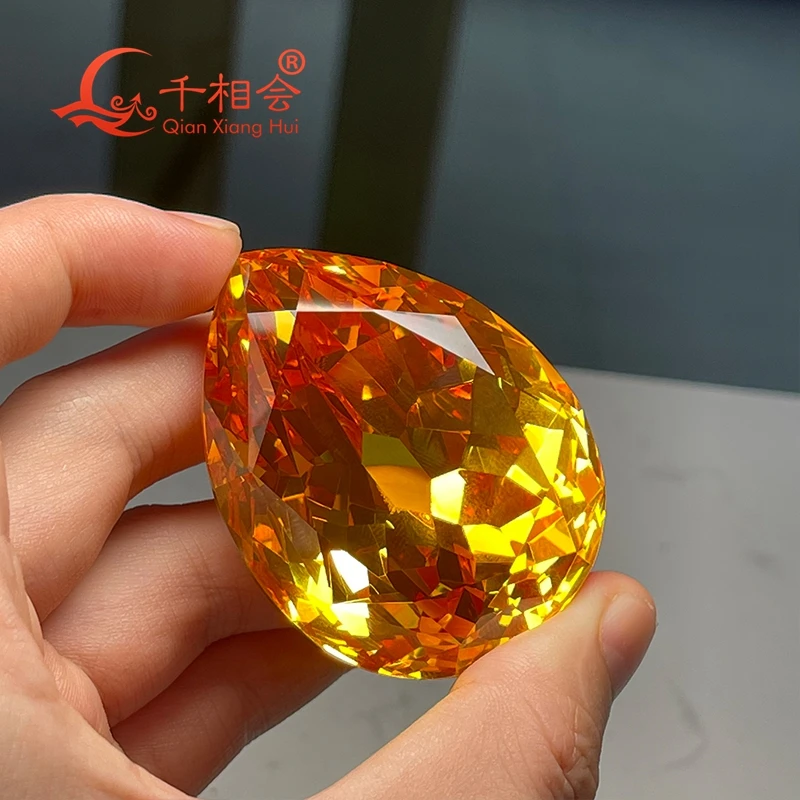 893ct  45.6*59mm  white and yellow  color pear  shape  cullian cut  cubic zirconia loose stone cz stone