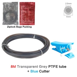 Enhanced 3D Printer Teflon Tube for Bowden Extruder Filament 1.75mm (Grey 8M Cutter)