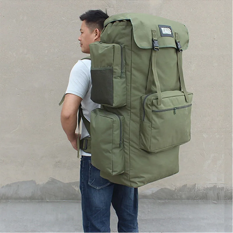 130L High-capacity Tactical Backpack Sports Outdoor Hiking Bag Camping Rucksack Oxford Cloth Waterproof Wear-resistant Luggage