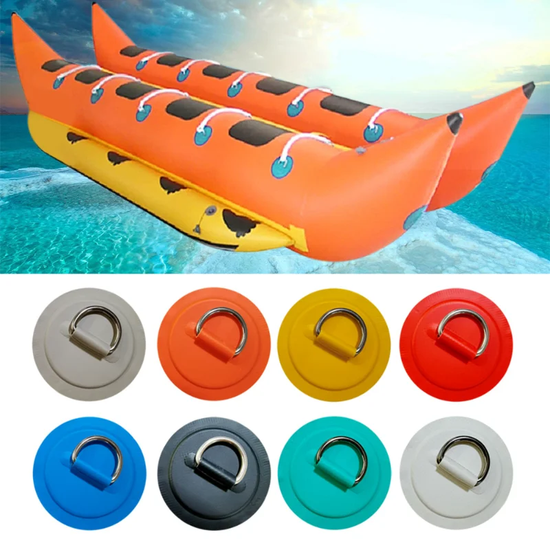 

2pcs D Ring Patch PVC Stainless Steel Round Shape D Ring Pad for Inflatable Boat Kayak Surfboard Paddle Board