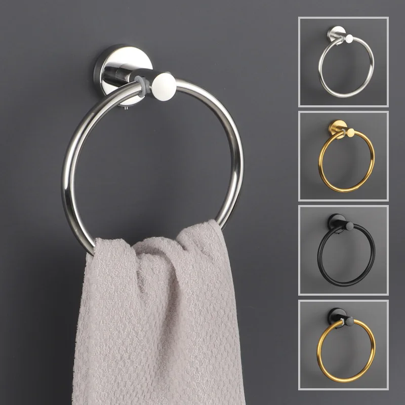Bathroom Towel Ring Holder Stainless Steel Bathroom Round Towel Ring Wall Mount Round Bathroom Shelf