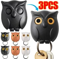 1/3PCS Magnetic Owl Key Holders Self Adhesive Magnets Hold Keychain Key Hanger Hooks Will Open Eyes Home Wall Decorative Hooks 1