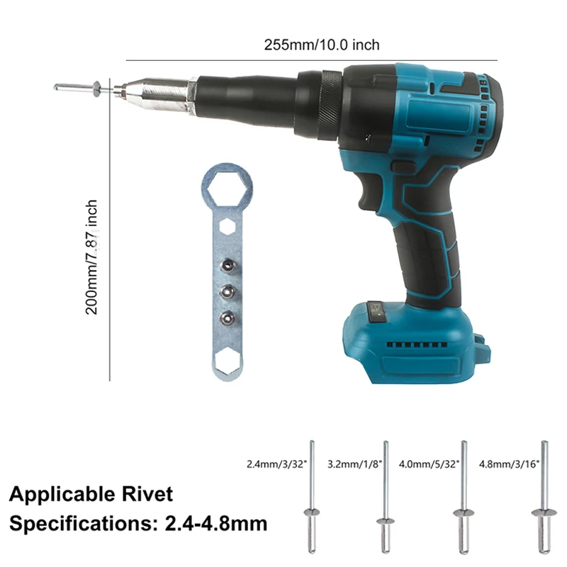 Brushless Electric Rivet Gun 2.4-4.8mm Rivet Nut Gun Automatic Riveting Tool With LED Light For Makita 18V Battery No Battery rivet gun rivet nut tool rivet gun set