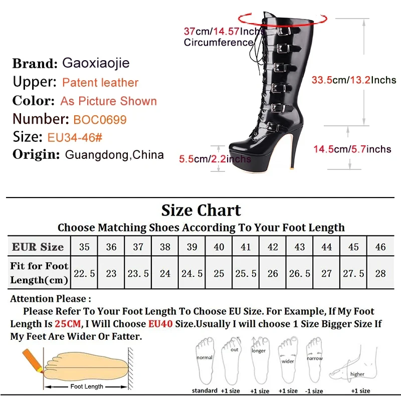 Woman Fetish Boots Knee High Buckle Shoes Night Club Platform Winter Stiletto Heels Plus Size Women Black Boots 42 43 44 45 46