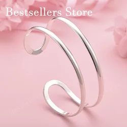 Elegant Double - Layer Open Bracelet in Luxurious Sterling Silver (Silver)