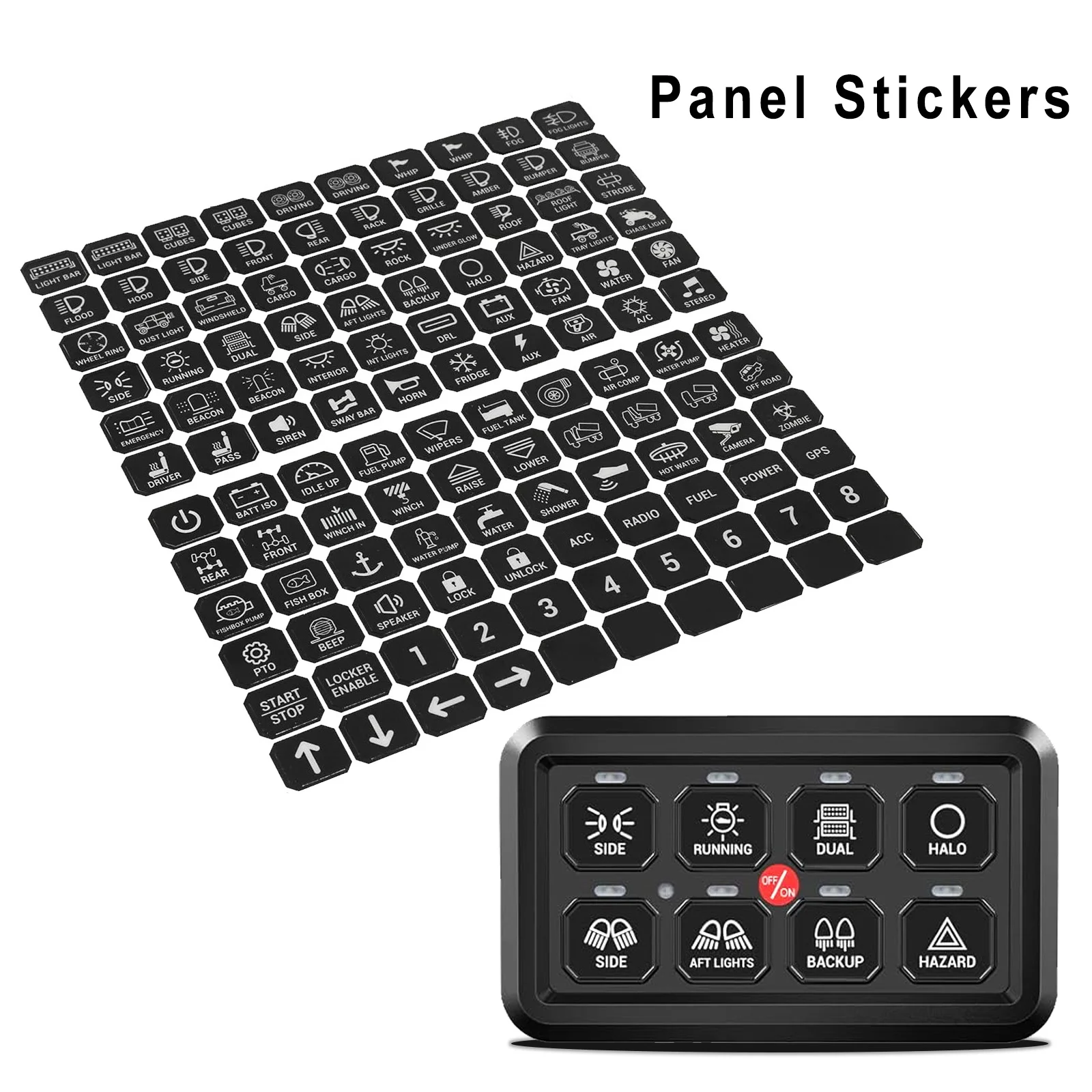 Etiquetas Adhesivas Para Interruptores Basculantes - 132 Pegatinas Con Brillo Nocturno, Plástico Resistente, Para Coche, Barco O Camión