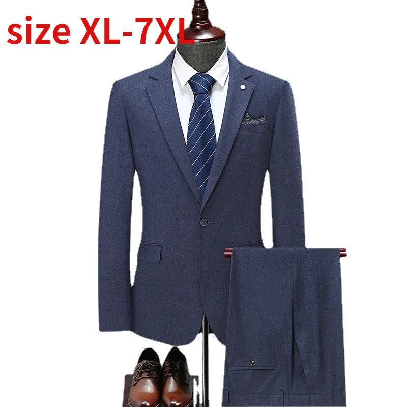 

New Arrival Fashion Suits High Quality Super Large Two Piece Suit Autumn and Winter Smart Casual Blazer Plus Size XL-7XL