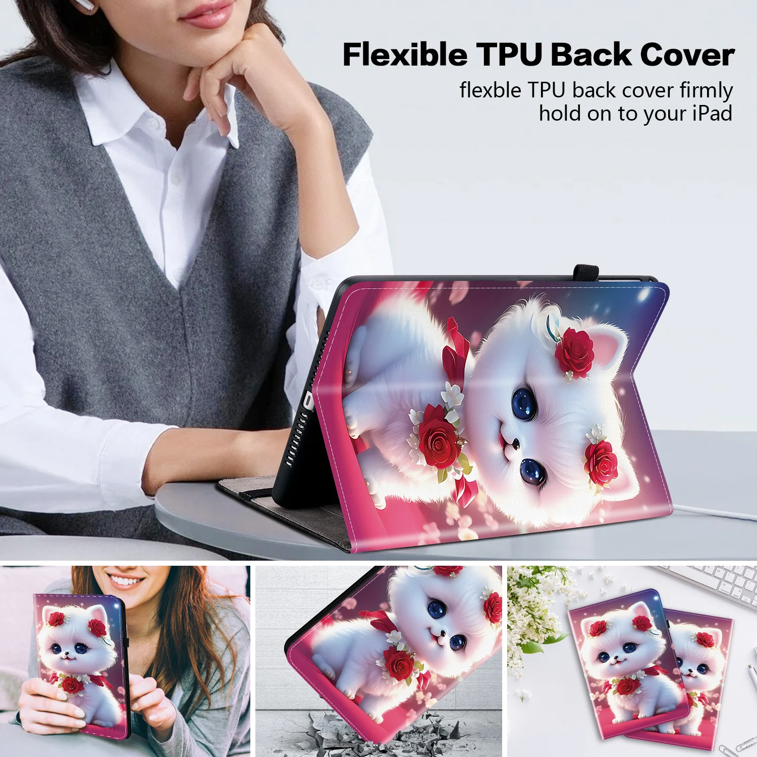 Premium Leather Tablet Stand Cover - Universal Fit