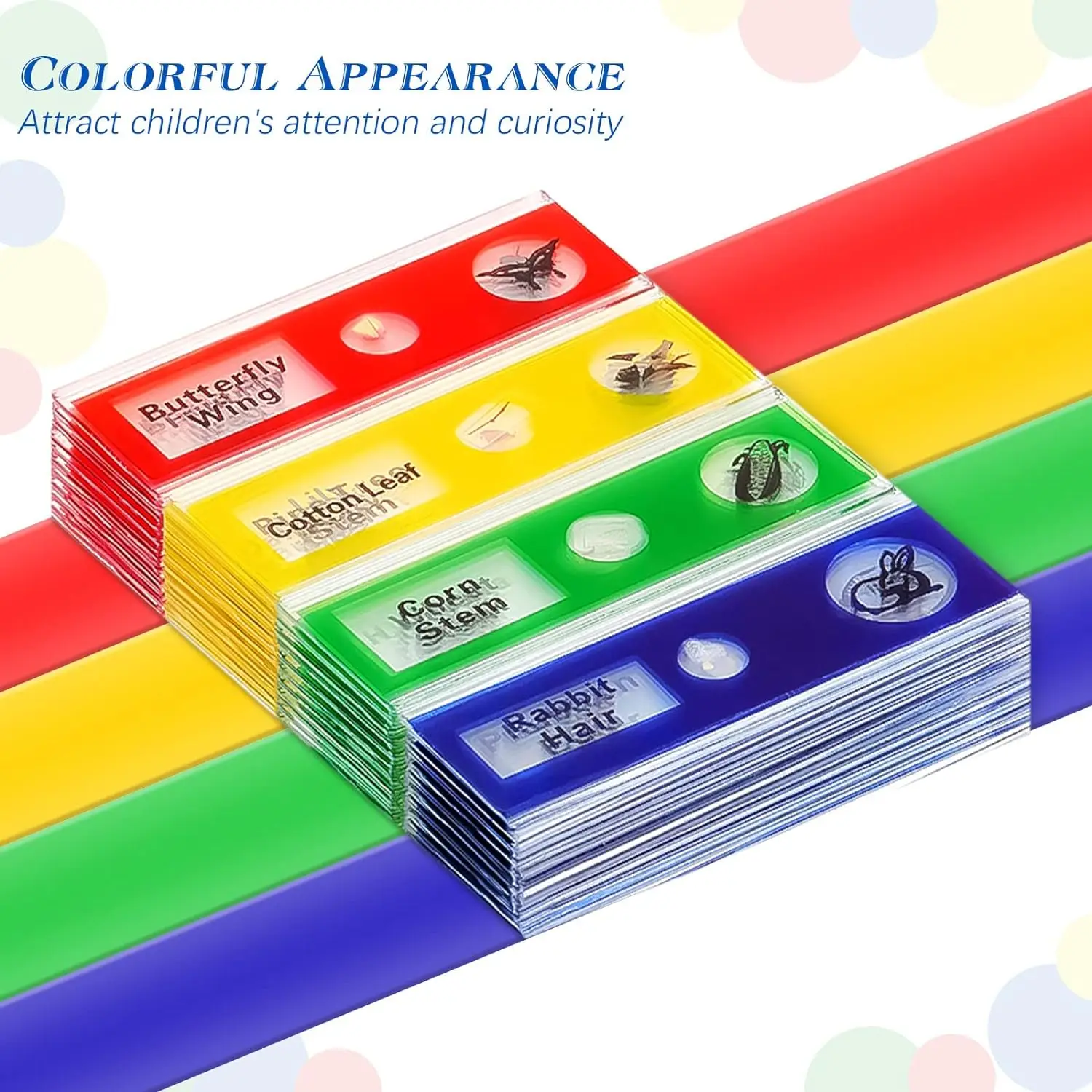 120 Pcs Kids Prepared Microscope Slides Animals Insects Plants Flowers Biological Specimens  For Student School Science 3