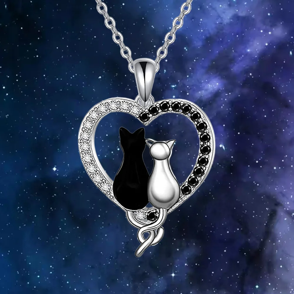 

Ожерелье с черной кошкой и белой кошкой, Крутое женское украшение, Рождественский подарок на Хэллоуин, подарок на День святого Валентина для женщин, мамы, друзей семьи