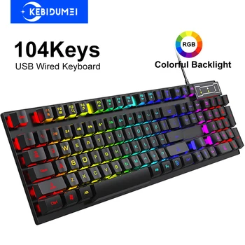 104 Keys Wired Keyboard RGB Colorful Gaming Keyboard 1