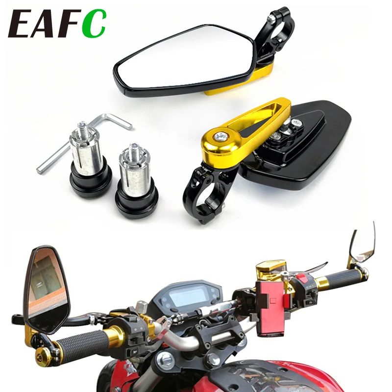 1 Pair 7/8" 22mm Motorcycle Aluminum Bar End Side Rearview Mirror