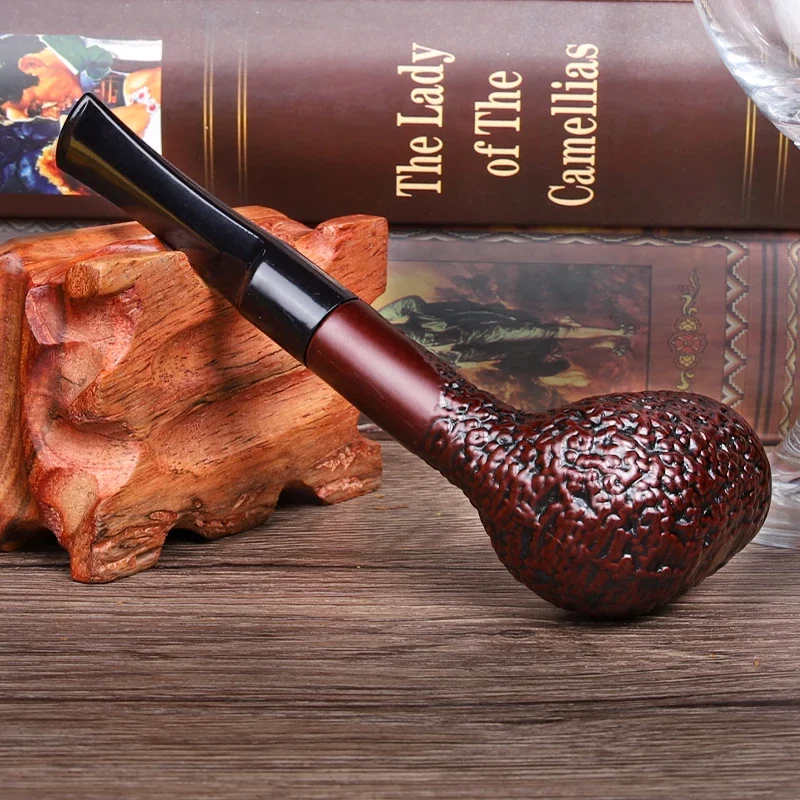 Classic Straight Handle Resin Wood Tobacco Pipe with Filters for Father Smoke Tools tobacco pipe,smoking pipe