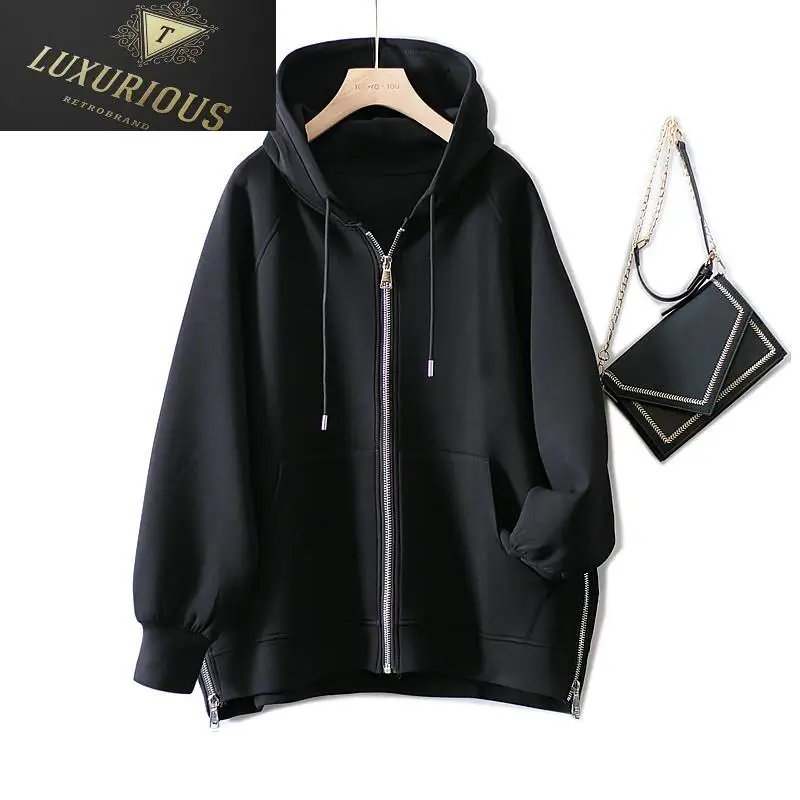 

Oversized Hoodie Women Casual Space Cotton Female Clothing Y2k Clothes Full Sleeve Solid Ziphooded Sweatshirts 4XL