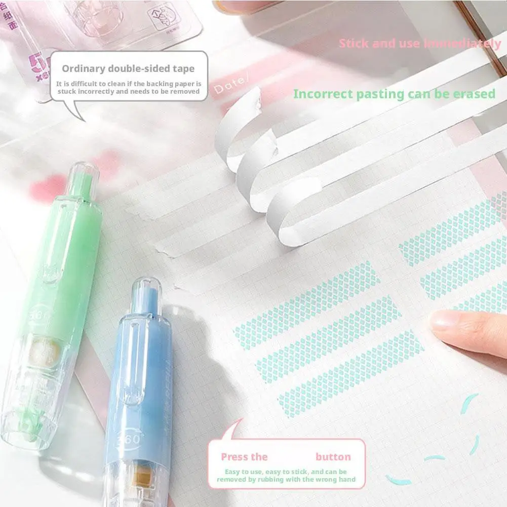 5m*6mm Cute Dots Glue Tape DIY Scrapbooking Collage Photo Album School Stationery Double Sided Adhesive Roller TapeSchool Office 2