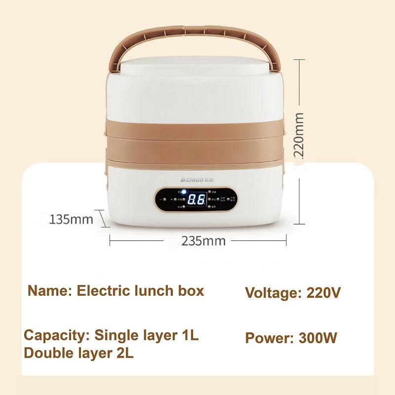 2L Smart Electric Lunch Box Portable 304 Stainless Steel Food Keep Warm Bento Box Office Appointment Heating Food Heater 220V