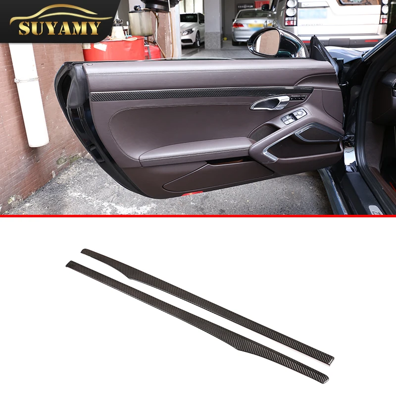 

Real Carbon Fiber Style Car Inner Door Trim Strips 2pcs For Porsche 911 2013-2018 Interior Modeling Modified Accessories