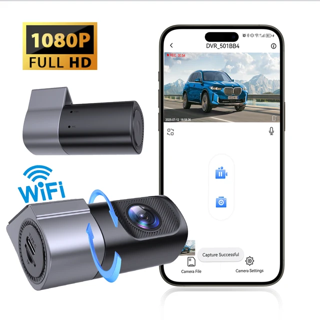 Caméra embarquée 1080P nouvelle caméra embarquée WiFi enregistreur de conduite enregistreur vidéo intelligent pour voiture contrôle par application de voiture 360 °   Vision nocturne rotative pour tous 1