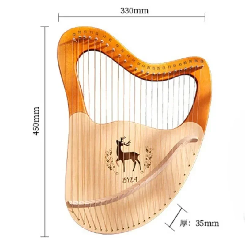 Wooden 21 String Harp 27 String Sound Therapy Professional Portable Lyar Meditation Harp Beginner Practice Musical Instruments