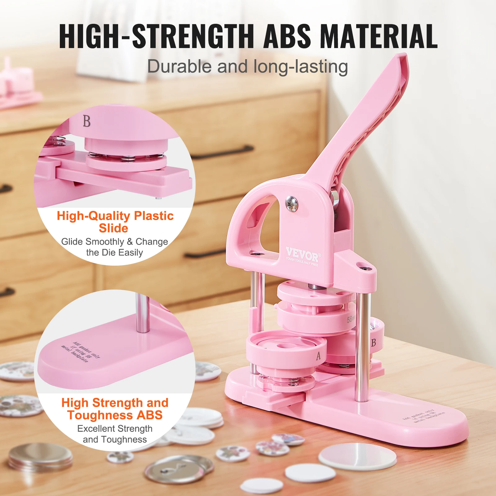 DIY Button Maker Machine with Ergonomic Handle for Badge Making