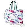 Reusable Bag Shopping Bag Shopping Pouch Non-woven Fabric Storage Folding Bag Feather Printing Waterproof Traval Bag Grocery Bag 3