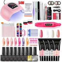Nail Extension Kit Acrylic Gel Polish Nail Polish with UV LED Nail Lamp Manicure Kit and Base Coat Top Coat for Salon and Home 1