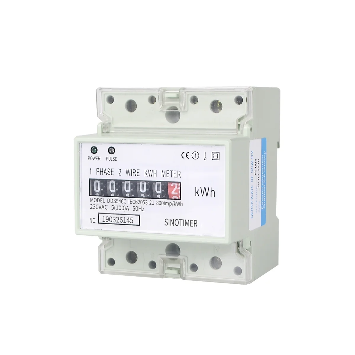 전기 단상 2 와이어 에너지 계량기 KWh 카운터, 소비 아날로그 전력계 (A), AC 220V 100A