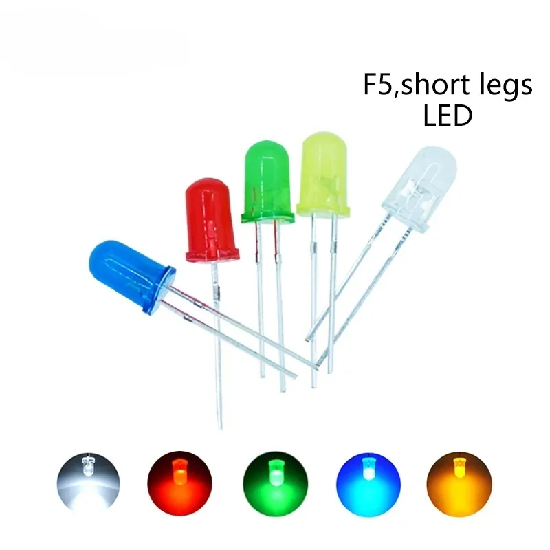 

100pcs F5 5mm DIP LED High Light Emitting Diode Blue Yellow White Green Red Fast Slow RGB Electron Component DIY Kit