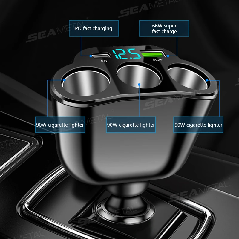 Car Charger Adapter with 5 Ports and 360 Degree Rotation