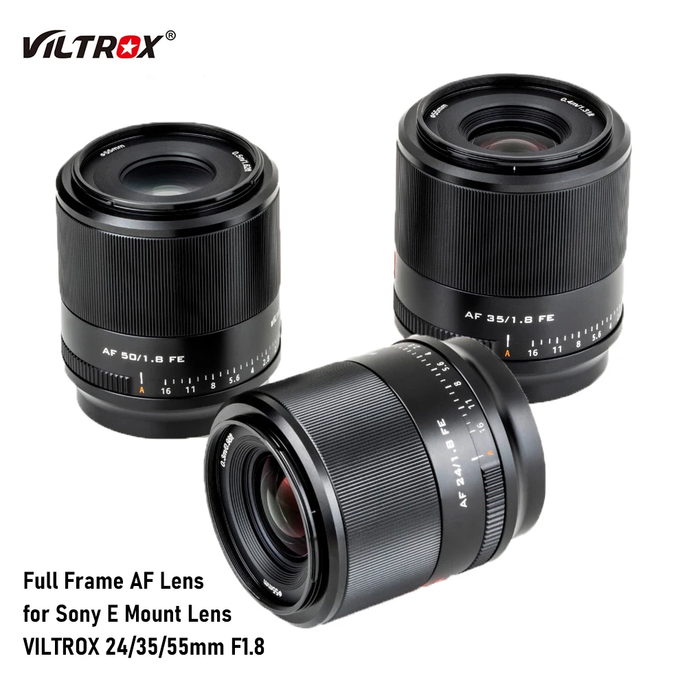 

VILTROX 24mm 35mm 50mm Lens F1.8 E Auto Focus Full Frame AF Lens for Sony E Mount Sony Lens A6000 A6400 A7III Camera Lenses