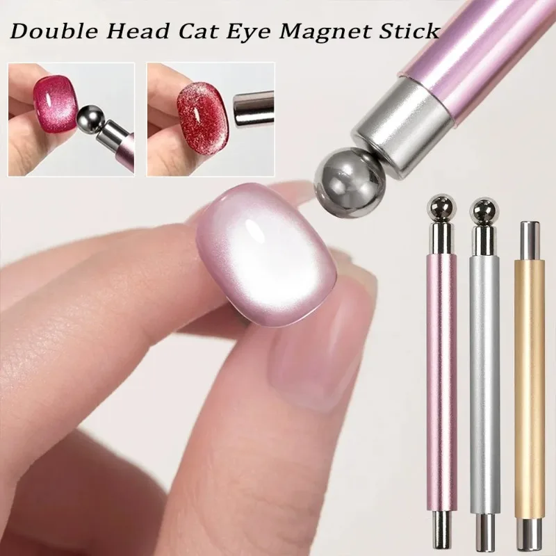 Dual-Head Magnetic Cat Eye Stick - Round Steel Cylinder Magnet for 3D Nail Art & French Manicure, Professional Gel Polish Tool