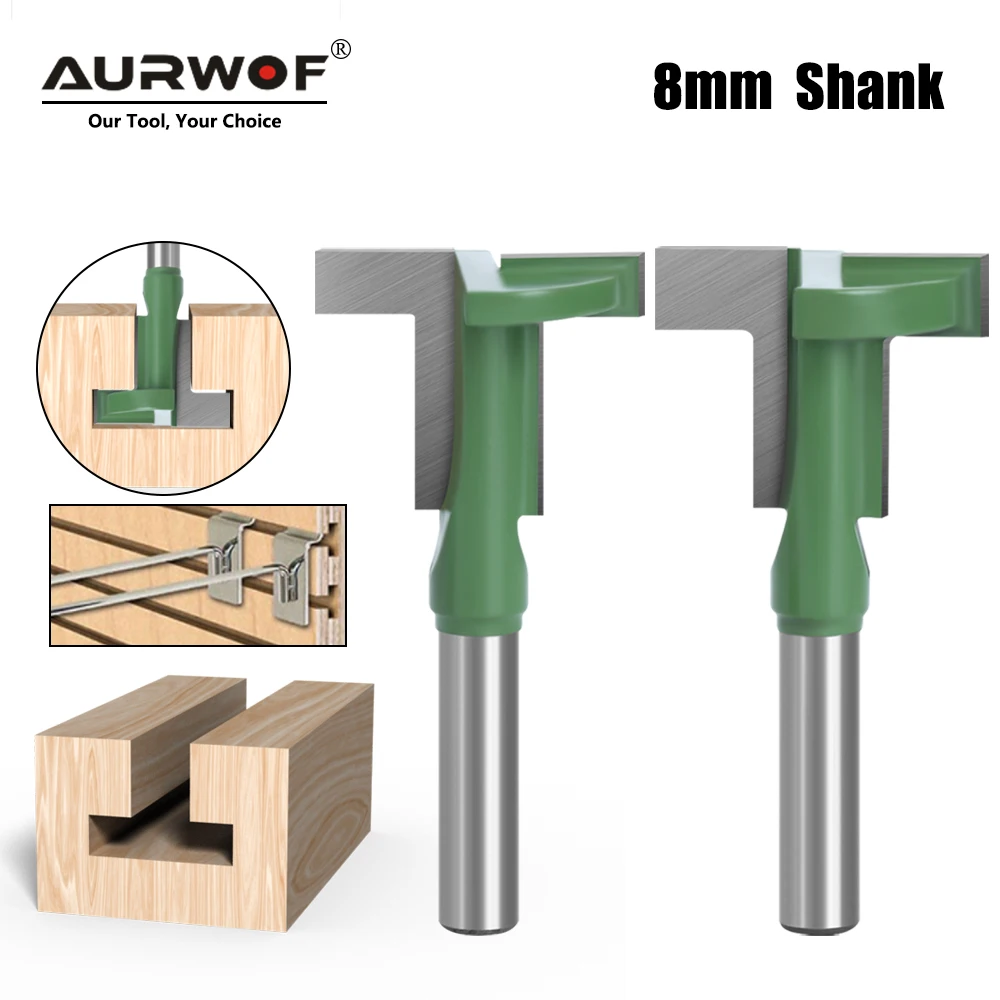 

AURWOF 8mm Shank T-Slot Router Bit Milling Straight Edge Slotting Milling Cutter Cutting Handle For Wood Woodwork MC02090