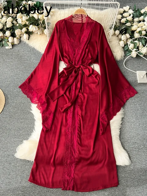 AOOCHASLIY Bath Robes for Women Clearance Ladies Long Silk Kimono Dressing  Gown Babydoll Lace Lingerie Bath Robe - Walmart.com